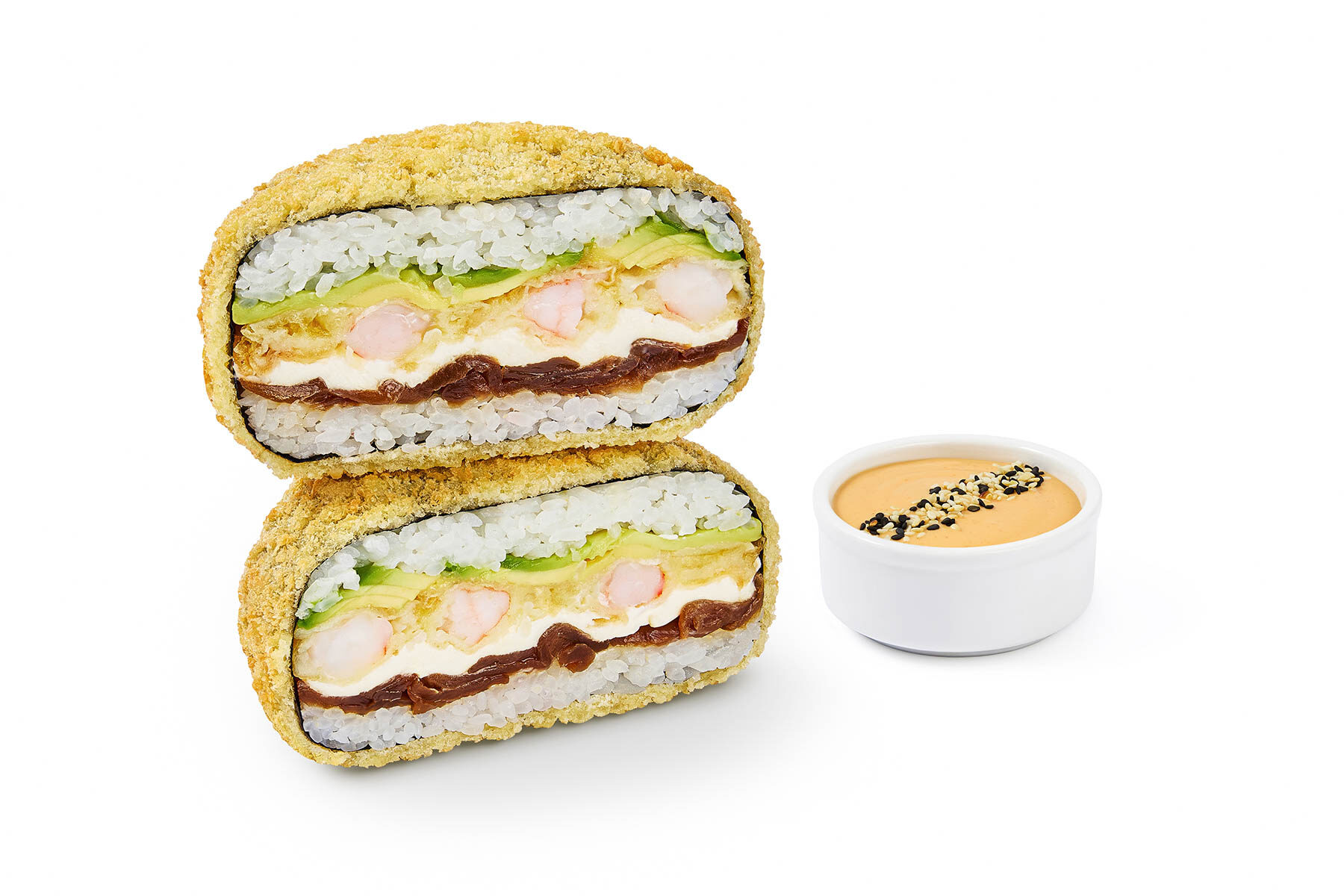 Big Sushi Burger Lots of Shrimp to the house